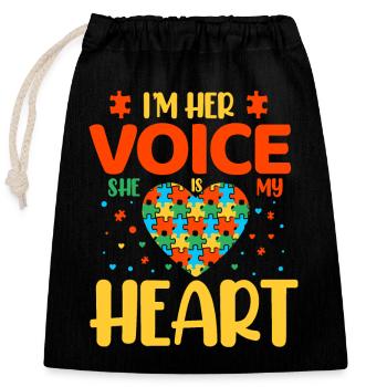Autism Autistic - Closable cotton gift bag (25x30cm) - black - Front