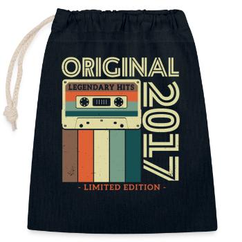 Vintage Birthday Gift - Closable cotton gift bag (25x30cm) - navy - Front