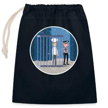 Drôle de chef végétalien Chef de restaurant Travail de cuisine - Sac cadeau en coton avec cordon (25 x 30 cm) - bleu marine - Devant