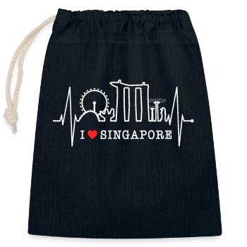 Singapore Skyline Heartbeat Asia I Love Singapore - Closable cotton gift bag (25x30cm) - navy - Front