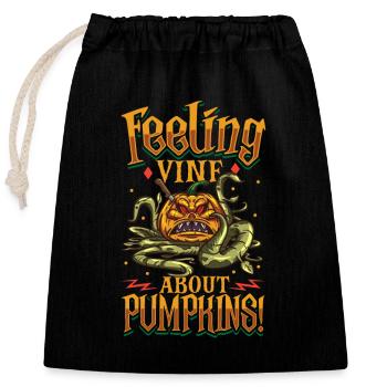 Creepy Pumpkin Halloween Costume Autumn Autumn - Closable cotton gift bag (25x30cm) - black - Front