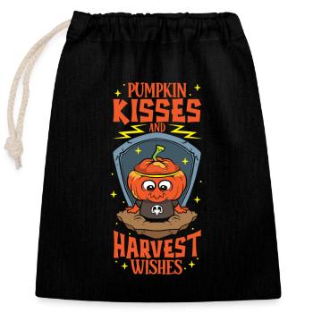Creepy Pumpkin Halloween Costume Autumn Autumn - Closable cotton gift bag (25x30cm) - black - Front