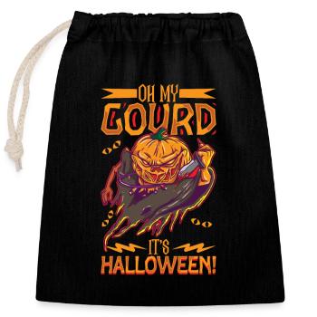 Creepy Pumpkin Halloween Costume Autumn Autumn - Closable cotton gift bag (25x30cm) - black - Front