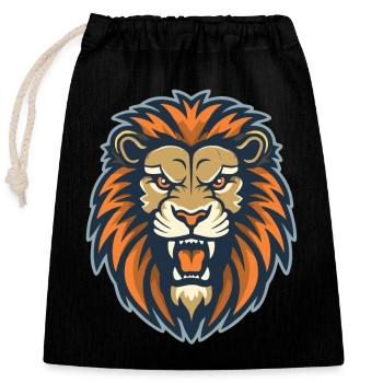 Un lion rugissant - Sac cadeau en coton avec cordon (25 x 30 cm) - noir - Devant
