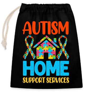 Autism Autistic - Closable cotton gift bag (25x30cm) - black - Front