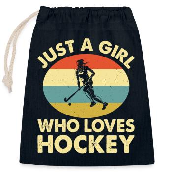 Eishockey Hockey sur glace - Sac cadeau en coton avec cordon (25 x 30 cm) - bleu marine - Devant