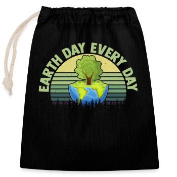 Earth Day Everyday Environmental Awareness - Closable cotton gift bag (25x30cm) - black - Front