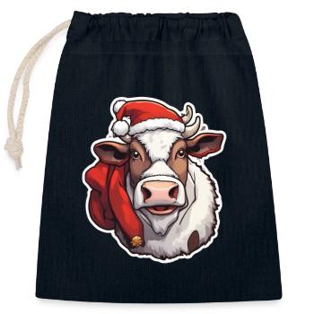 Kuh Kuhschädel Kuh Weihnachten Milchkuh - Verschließbarer Geschenkbeutel aus Baumwolle (25x30cm) - Navy - Vorne