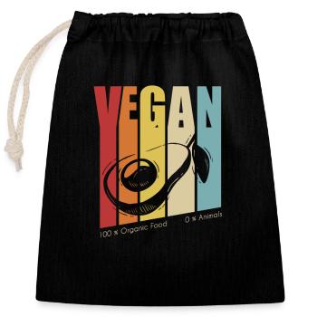 Retro-Veganer Pflanzlicher Veganer Vegetarischer Veganismus - Verschließbarer Geschenkbeutel aus Baumwolle (25x30cm) - Schwarz - Vorne