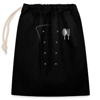 Chefkoch Mantel Uniform Jacke Kulinarisch Kochen - Verschließbarer Geschenkbeutel aus Baumwolle (25x30cm) - Schwarz - Vorne