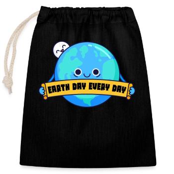 Earth Day Everyday Environmental Awareness - Closable cotton gift bag (25x30cm) - black - Front