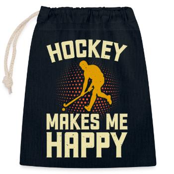 Hockey Eishockey Hockey sur glace - Sac cadeau en coton avec cordon (25 x 30 cm) - bleu marine - Devant