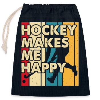 Hockey Eishockey Hockey sur glace - Sac cadeau en coton avec cordon (25 x 30 cm) - bleu marine - Devant