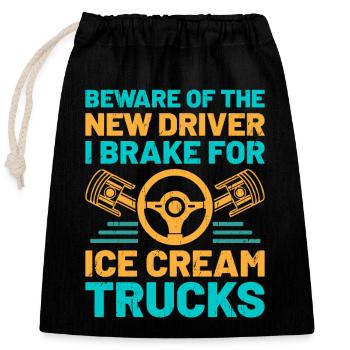 Driving License Passed New Driver Permit Driving S - Closable cotton gift bag (25x30cm) - black - Front