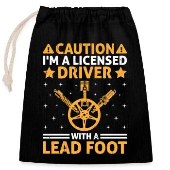 Driving License Passed New Driver Permit Driving S - Closable cotton gift bag (25x30cm) - black - Front