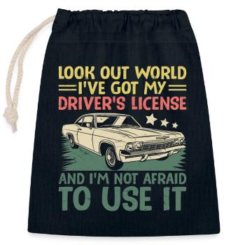 Driving License Passed New Driver Permit Driving S - Closable cotton gift bag (25x30cm) - navy - Front
