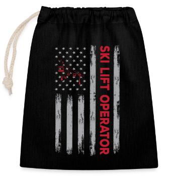 USA Flag Ski Lift Operator America - Closable cotton gift bag (25x30cm) - black - Front
