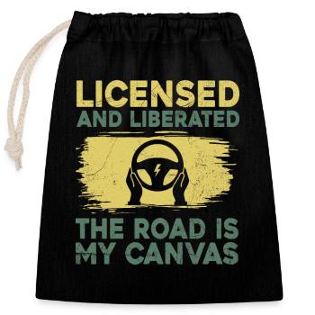 Driving License Passed New Driver Permit Driving S - Closable cotton gift bag (25x30cm) - black - Front