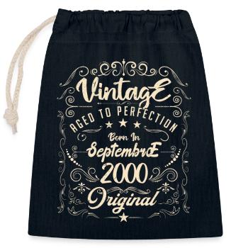 Né En Septembre 2000. anniversaire septembre 2000. - Sac cadeau en coton avec cordon (25 x 30 cm) - bleu marine - Devant