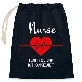 Nurse - Verschließbarer Geschenkbeutel aus Baumwolle (25x30cm) - Navy - Vorne