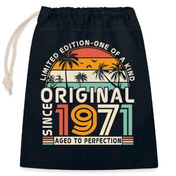 Geschenkidee 52-53 Geburtstag 1971 Vintage - Verschließbarer Geschenkbeutel aus Baumwolle (25x30cm) - Navy - Vorne