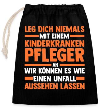 Pfleger Pflegekraft Kinderkrankenpfleger - Verschließbarer Geschenkbeutel aus Baumwolle (25x30cm) - Schwarz - Vorne