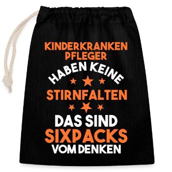 Pfleger Pflegekraft Kinderkrankenpfleger - Verschließbarer Geschenkbeutel aus Baumwolle (25x30cm) - Schwarz - Vorne