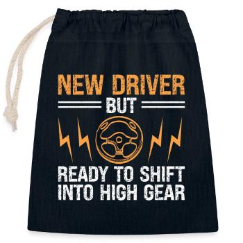 Driving License Passed New Driver Permit Driving S - Closable cotton gift bag (25x30cm) - navy - Front