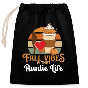Fall Vibes That Auntie Life Proud Aunt Best Aunty - Verschließbarer Geschenkbeutel aus Baumwolle (25x30cm) - Schwarz - Vorne