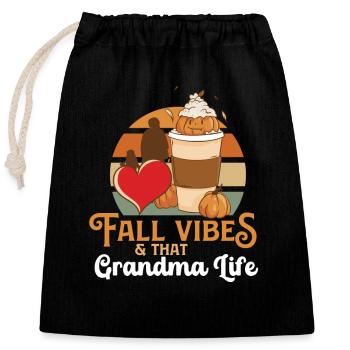 Fall Vibes That Grandma Life Proud Grandmom Funny - Verschließbarer Geschenkbeutel aus Baumwolle (25x30cm) - Schwarz - Vorne