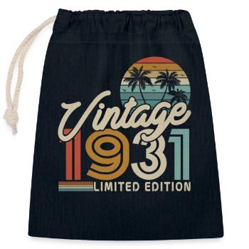 Vintage 1931 Birthday Gift - Closable cotton gift bag (25x30cm) - navy - Front