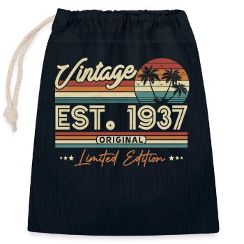1937 Birthday present - Closable cotton gift bag (25x30cm) - navy - Front