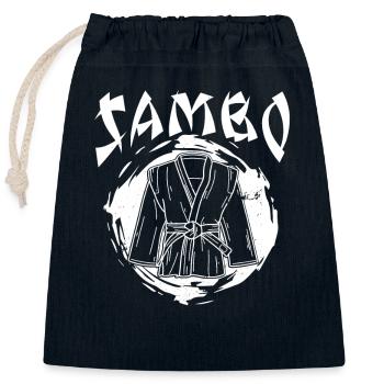 Sambo Ring Sports Suit Arts Martiaux Russie Martiale - Sac cadeau en coton avec cordon (25 x 30 cm) - bleu marine - Devant