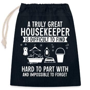 Domestic help, cleaner, housekeeper - Closable cotton gift bag (25x30cm) - navy - Front