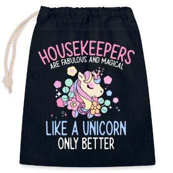Domestic help, cleaner, housekeeper - Closable cotton gift bag (25x30cm) - navy - Front