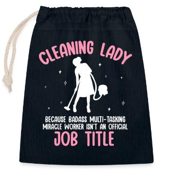 Domestic help, cleaner, housekeeper - Closable cotton gift bag (25x30cm) - navy - Front