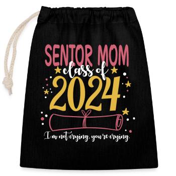 Senior Mom Class of 2024 Funny Graduation Party - Verschließbarer Geschenkbeutel aus Baumwolle (25x30cm) - Schwarz - Vorne
