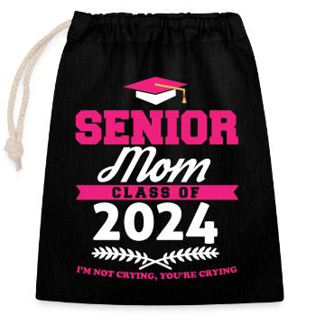 Proud Mama Of A Senior Mom Class of 2024 - Verschließbarer Geschenkbeutel aus Baumwolle (25x30cm) - Schwarz - Vorne