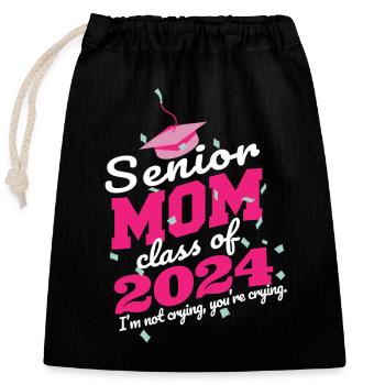 Senior Mom Class of 2024 Proud Mother Funny - Verschließbarer Geschenkbeutel aus Baumwolle (25x30cm) - Schwarz - Vorne