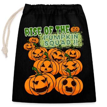 "Pumpkin Squad", Eveil des Citrouilles Halloween - Sac cadeau en coton avec cordon (25 x 30 cm) - noir - Devant