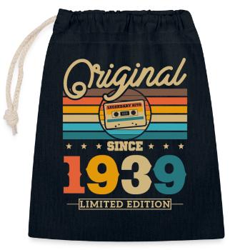 1939 Vintage Birthday - Closable cotton gift bag (25x30cm) - navy - Front