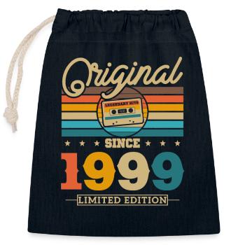 Vintage Anniversaire 1999 - Sac cadeau en coton avec cordon (25 x 30 cm) - bleu marine - Devant