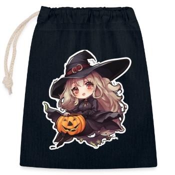 Witch Halloween - Closable cotton gift bag (25x30cm) - navy - Front