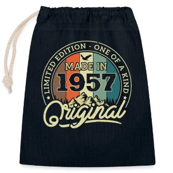 Nostalgisches Geburtstagsgeschenk 1957 - Verschließbarer Geschenkbeutel aus Baumwolle (25x30cm) - Navy - Vorne