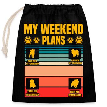 Mes projets de week-end Poméranie Zwergspitz - Sac cadeau en coton avec cordon (25 x 30 cm) - noir - Devant