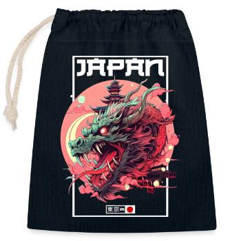 Tokio Asien 80er Japanischer Retro Drache Drachen - Verschließbarer Geschenkbeutel aus Baumwolle (25x30cm) - Navy - Vorne