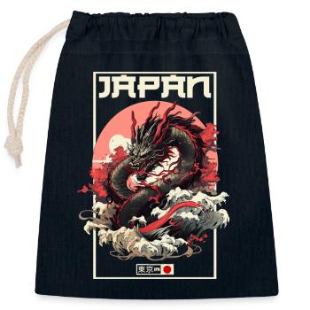 Tokio Asien 80er Japanischer Retro Drache Drachen - Verschließbarer Geschenkbeutel aus Baumwolle (25x30cm) - Navy - Vorne