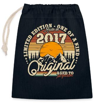Nostalgie Cadeau 6/7 Anniversaire - Sac cadeau en coton avec cordon (25 x 30 cm) - bleu marine - Devant