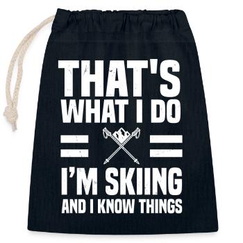 Drôle de skieur disant ski alpin - Sac cadeau en coton avec cordon (25 x 30 cm) - bleu marine - Devant