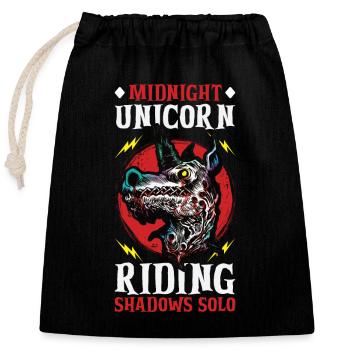 Dunkles Einhorn Horror Einhorn Mitternacht Einhorn - Verschließbarer Geschenkbeutel aus Baumwolle (25x30cm) - Schwarz - Vorne